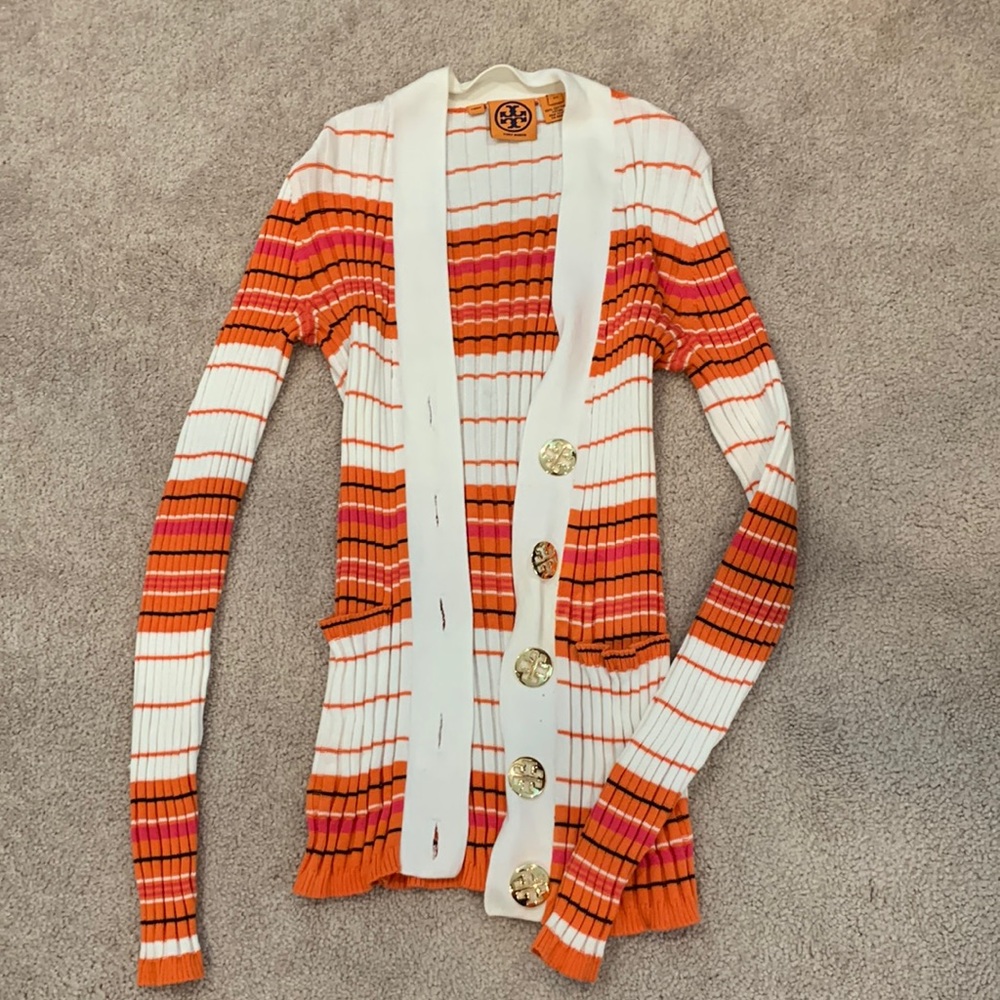 Tory Burch colorful cardigan bottom up